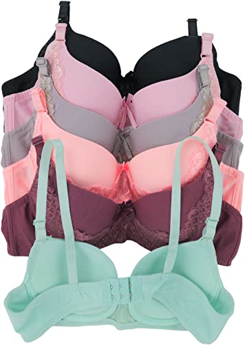 Image of ToBeInStyle Women's Pack of 6 Classic Style Underwire Supportive Padded Bras