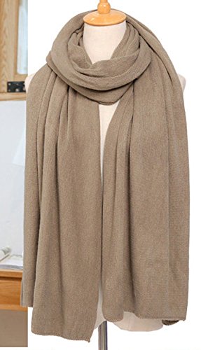 Wander Agio Womens Warm Long Shawl Winter Upset Large Scarf Pure Color Khaki #TOP2