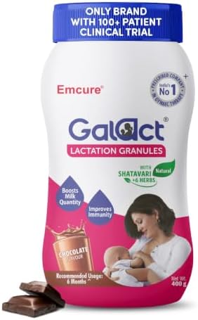 Galact Lactation Granules 400g | India's Only Brand with 100+ Patient Clinical Trial | Lactation Supplement for Breastfeeding | 4X Milk Boost | Shatavari & 6 Herbs | 20 Days Pack | Chocolate Flavour