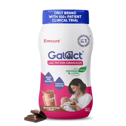 Image of Galact Lactation Granules 400g for Breastfeeding Mothers | 4X Breast Milk Boost | Clinically Tested Lactation Supplement | Shatavari & 6 Herbs | Boost Immunity | Chocolate Flavour | 20 Days Pack