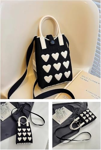 Image of Kawn Crochet Wrist Handbag for Women Wristlet Sleeve Knot Pouch Portable knitted breathable lightweight foldable Casual Small Purse Cute Tote Bag For Shopping, Dating, Travel