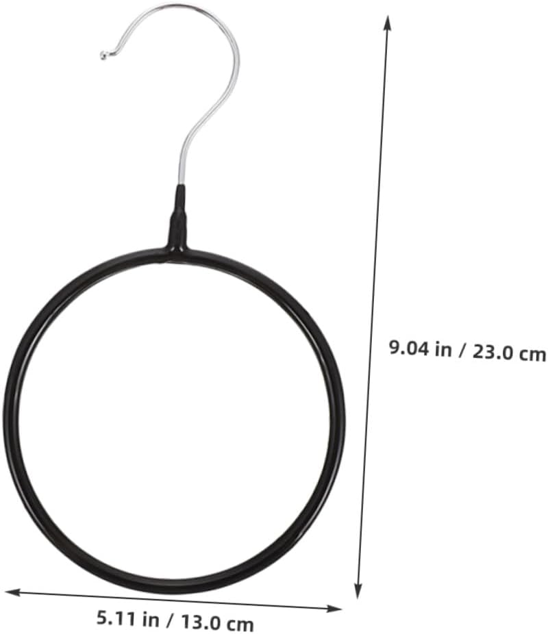 10pcs Large Black Plastic-Coated Iron Scarf Rings Multi-Functional Closet Scarf Organizer Belt and Tie Hanger for Wardrobe Storage