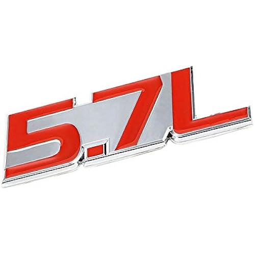 5.7L Red/Chrome Aluminum Alloy Auto Trunk Door Fender Bumper Badge Decal Emblem Adhesive Tape Sticker