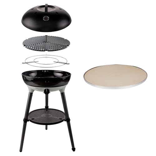 CADAC - Carri Chef 50 BBQ 50mBar + Pizzastein Pro 50 - Tragbarer Grill mit automatischer Zündung und Pizzastein - inkl. Tragetasche - Camping und Grillzubehör - BBQ-Must-Haves