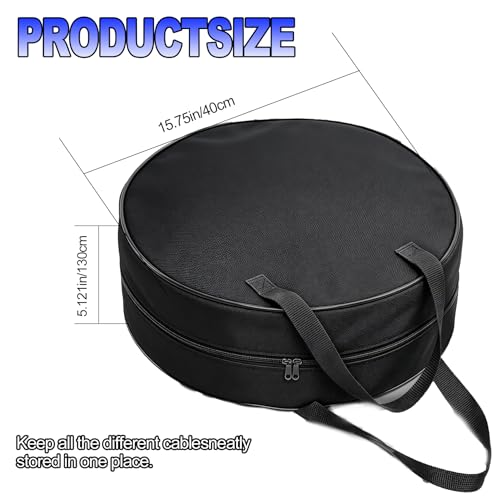 Xuphuyb Round Cable Organizer Bag, Jumper Cable Bags, 600D Oxford Cloth Waterproof Jumper Cable Storage Bag, Car Accessories EV Charger Case Bag with Shockproof Design for Electric Vehicle Charging by Xuphuyb - Used condition - Image 2
