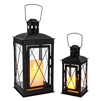 2x Vintage Kerzenlaternen Metall - Hängende Laternen 19cm Weiß