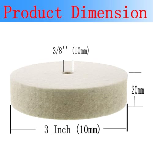 Luo ke 5 Pcs 3'' Compressed Wool Polishing Wheel, 3/8 Inch Arbor Hole Wool Felt Buffing Wheels for Bench Grinder or Die Grinder etc by Luo ke - Image 3