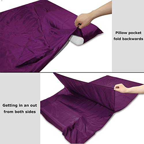 Image of Browint Silk Sleeping Bag Liner, 100% Mulberry Silk Sleep Sheet, Sack, Extra Wide 87 inchx43 inch & 87 inchx34 inch, Lightweight Travel Sheet for Hotel, Envelop Rectangular 73 inchx34 inch, Hooded Mummy 87 inchx34 inch