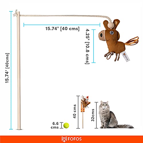 Image of BarkButler x Fofos Cat Wand Toy Donkey Interactive Cat Teaser Toy | US Grade Catnip Inside | for Kittens + Older Cats | Durable Wooden Stick + Robust Rope | Plush Donkey Toy | Durable Pet Toy