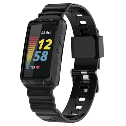 LOKEKE Compatible with Fitbit Charge 6 Replacement Band - Replacement TPU Wrist Watch Band Strap Compatible with Fitbit Charge 6/5/4/3(TPU Black)