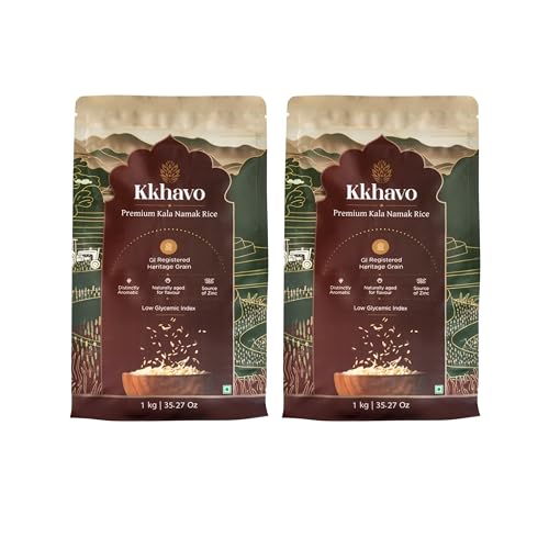 Image of Kkhavo Kala Namak Rice | 9gm protein | Diabetic & gut friendly | Gluten Free &Vegan | Low Glycemic 49-53 | Non GMO (1kg, Pack of 2)