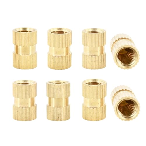 真鍮ねじ込みインサート 刻み目付きナット、 真鍮ホットメルトナット ねじ込みインサート プラスチック用 M2-M8 複数サイズ 50個入り(Length 10mm,M3(OD4.5MM)50PCS)