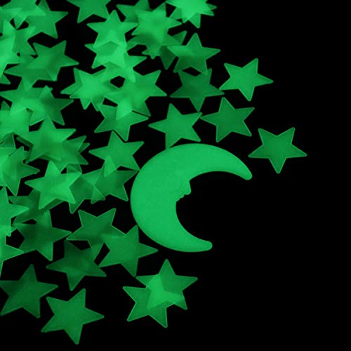 Adesivo autoadesivo 3D Star Moon da Besportble, 101 peças, fluorescente, lua de estrelas, plástico,