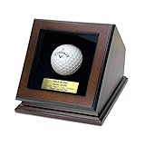 ChezMonett Hole in One Golf Ball Display Case Box - Custom Plaque Engraving - Wood with Glass Lid -...