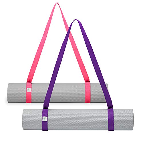 Gaiam Easy-Cinch Yoga Mat Sling (Sold Individually with Assorted Colors), Pink or Purple