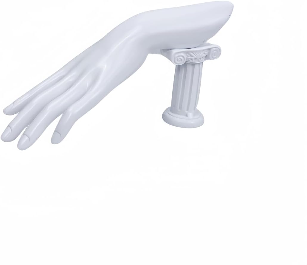 WISDOMFUR Hand Shape Jewelry Display Stand for Rings, Bracelets, and Watches - Elegant Mannequin Hand for Boutique, Retail, Small Business, Trade Show Black, White, and Gold (3.5x10.6 in) (Gold)