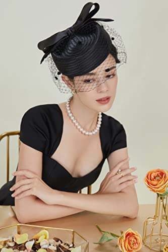 image for BABEYOND Kentucky Hat Fascinator for Women Tea Party Veil Fascinator D