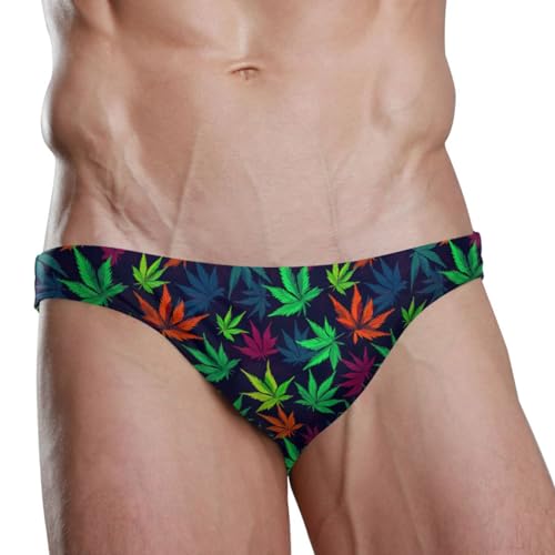 Men Swimming Marijuana Leaves Bikini Swimsuit Swimwear Quick Dry Print Briefs S 212152952