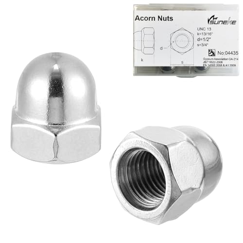 Suneke 5/8-11 UNC Acorn Nuts, 304 Stainless Steel Hex Cap Dome Head Nuts, Silver Bright Finish,5PCS for Indoor & Outdoor Hardware Use