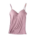 Lanbowo Damen Bequeme Weste mit Eingebauten BH V-Ausschnitt Ärmellos Verstellbarer Gurt Tank Top - Helllila, Large