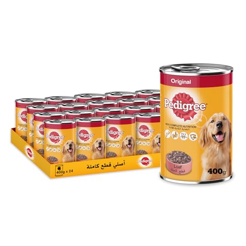 Pedigree Dog Food, Original Loaf Dog Food Wet, Pack of 24x 400g, Complete & Balanced Dog Wet Food For Adult Dogs