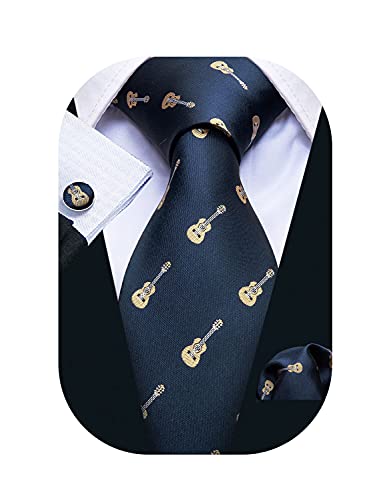 Image of Barry.Wang Fun Animal Ties for Men Designer Handkerchief Cufflink WOVEN Casual Necktie Set Festival