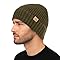 TOP-EX Army Green Beanie for Men M/L – Cuffed Merino Wool Winter Cap with Fleece Lining, Soft Warm Wooly Hat for Cold Weather, Work, Outdoor, UK Gift