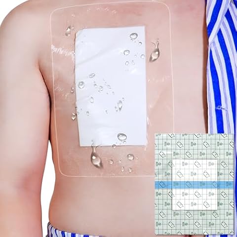 Waterproof Dialysis Catheter Shower Protector PD Catheter Shower Cover Dialysis Port Wound Shield Large Waterproof Bandages for Feeding Tube G Tube Accesorries(10"x12"+Pad, Pack of 7) Cover