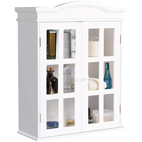 Tangkula Wall Mounted Storage Cabinet, Collection Storage Cupboard, With Adjustable Shelf, Two Elegant And Delicate Acrylic Doors, Ideal For Kitchen, Dining Room And Living Room #TOP12
