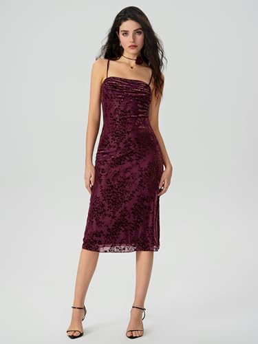 CIDER Mesh Ruched Square Neck Floral Maxi Dress3