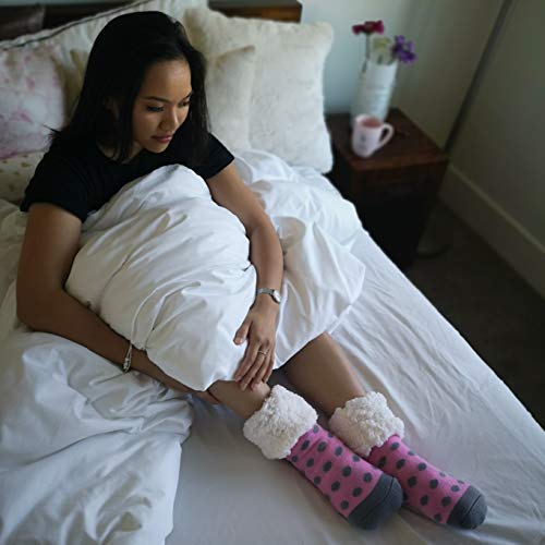 Pudus Cozy Winter Slipper Socks for Women and Men with Non-Slip Grippers Faux Fur Sherpa Fleece - Adult Regular Fuzzy4