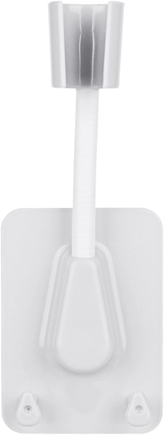 Shower Head Wand Holder, Shower Head Holder Adjustable Self-Adhesive Showerhead Bracket Wall Mount with 2 Hooks Stand SPA Bathroom Universal ABS(White)