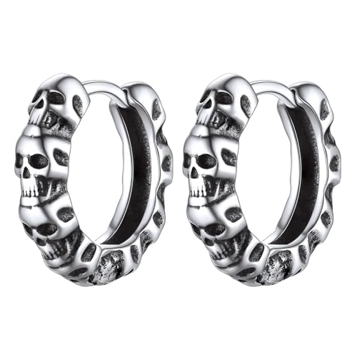 ChicSilver ChicSilver Small Chunky Hoop Earrings White Gold Plated Silver Thick Huggie Hoop Earrings for Women Hypoallergenic Lightweight (with Gift Box)