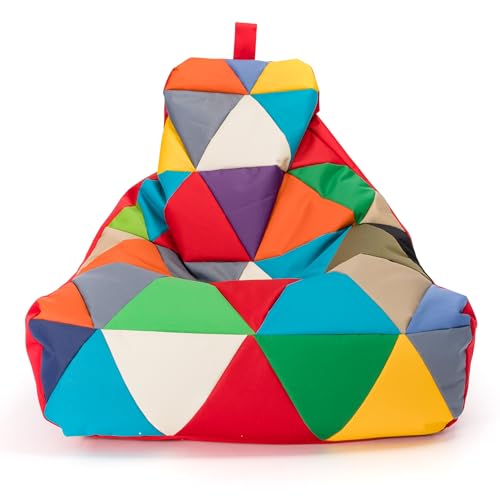 Ecopuf - Pufa Keiko Poliester - Worek do siedzenia - Siedzenie z odporną na rozdarcia i plamy torbą - Beanbag z uchwytem - Wypełnienie styropianowe - Czerwony Nc12 - M80x85x100cm