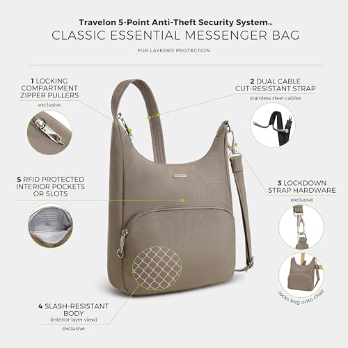 Image of Travelon Anti-Theft Classic Essential Messenger Bag