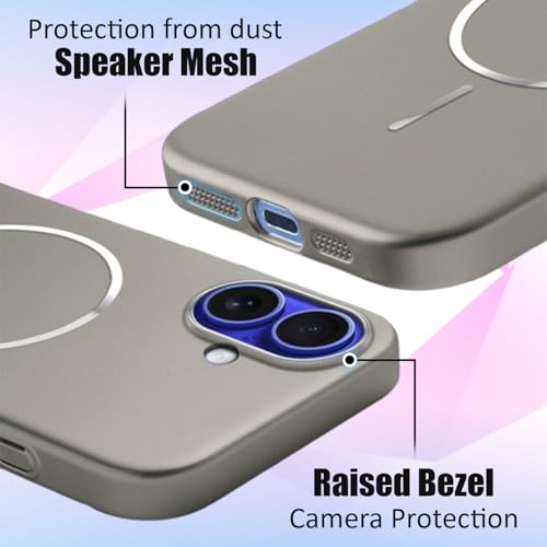 Image of AIBEX Ultra-Thin Mag-Saf Back Cover Case Compatible with iPhone 16| Slim Fit Scratch-Resistant Matte | Magnetic Wireless Charging | Microfibre Lining | Camera Protection (PC Material) - Titanium