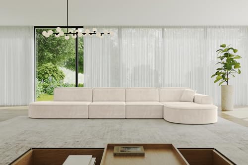 ALTDECOR Ecksofa in L-Form Corner Sofa Bett Eckcouch Couch Wohnlandschaft Cauchsofa MARI-L3-413x171x79,5 cm Beige