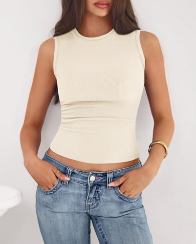 Image of BTFBM High Neck Tank Top for Women Sleeveless Ribbed Y2k Clothes Basic Shirts Going Out Outfits Spring Summer Tops 2026