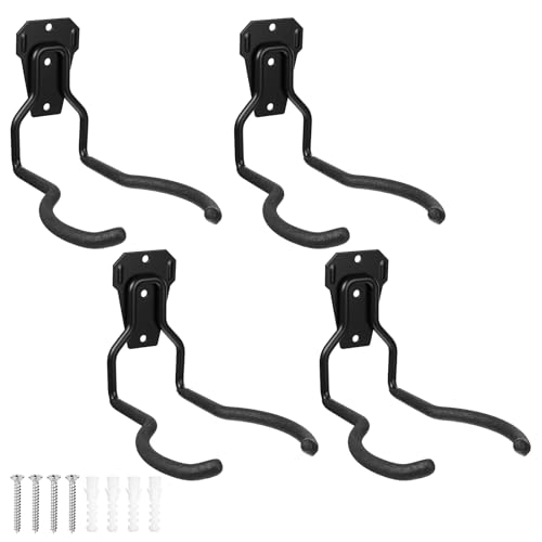 MAQUITA Garden Tool Wall Mount Rack, 4-Piece Steel String Trimmer Holder, Garage Storage Hook fo Eater, Leaf Blower, Lawn Equipment