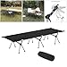 Luzhengyang Portable Weight Folding Camping Cot, Adjustable Outdoor Backpacking Bed with Carry Bag, Oxford Cloth, for Travel, Hiking and Office Noon Break - Black