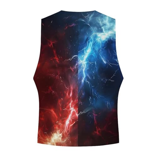 Red And Blue Thunder Novelty Men's Suit Vest Funny Formal Dress Vests Business Waistcoat4