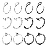 HaiFafafaing 12 piercings falsos para la nariz, sin perforación, de acero quirúrgico, sin perforación, para labios, festivales, góticos, punk