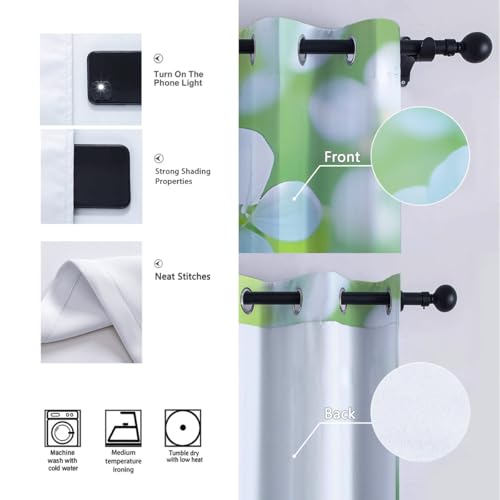 Rideaux occultants verts à fleurs blanches W160xL183cm pour salon et chambre