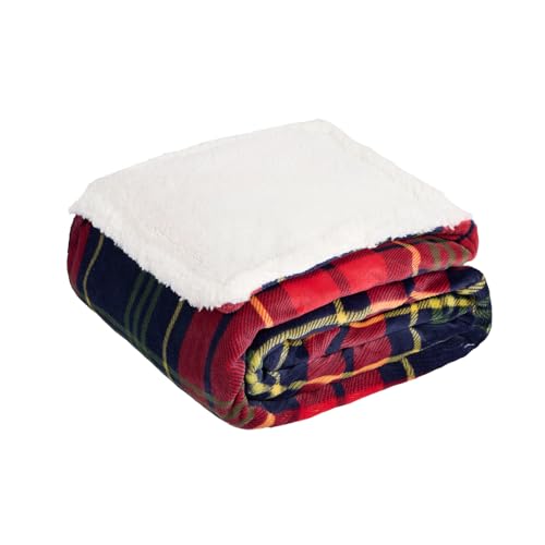 OHS Christmas Blanket Red Throws for Sofa, Sherpa Reverse Tartan Check Fleece Blanket for Bed Settee Xmas Decorations Christmas Throw Super Soft Warm Winter Tartan Throw, 130 x 160cm - Cosy Home Interiors OHS Christmas Blanket Red Throws for Sofa, Sherpa Reverse Tartan Check Fleece Blanket for Bed Settee Xmas Decorations Christmas Throw Super Soft Warm Winter Tartan Throw, 130 x 160cm