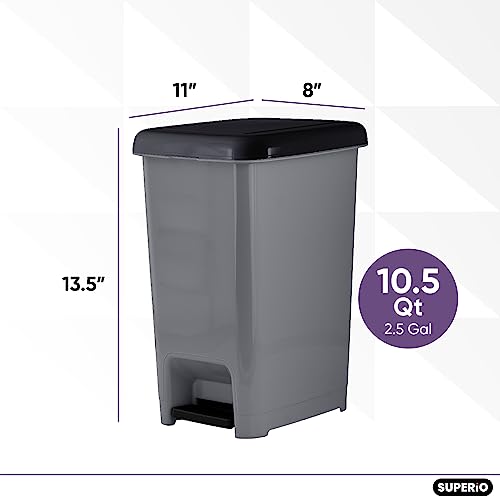 Basurero pequeño con pedal y tapa plástico 2.5 gal miniatura 2