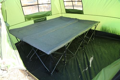 Image of REDCAMP Queen Size Camping Cot for Adults 2 Person, 500lbs Heavy Duty XXL Double Cot with Pad, Portable Folding Sleeping Cot for Indoor Office Outdoor, Grey, 59 inch W