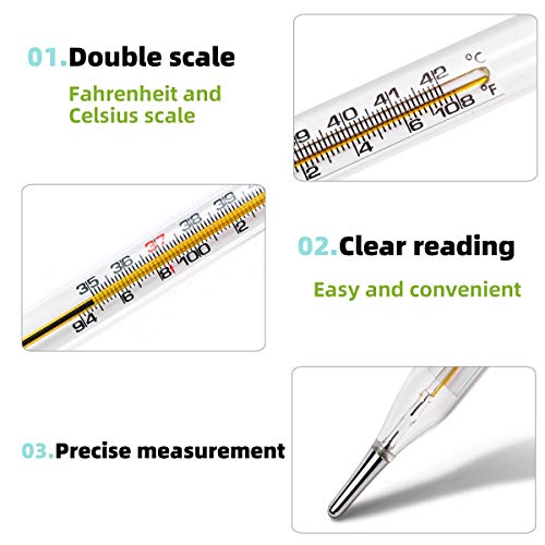 Ruiyx Glass Oral Temperature For Fever Test, Temperature Axillar Temperature 94-108 °F Armpit Fast Reading Fever Indicator #TOP5