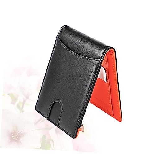 Ultrathin Mens Folding Wallet with Rfid Protection Coin Pocket Photo Holder and Money Clip Durable Cowhide Billfold for and Daily Use Black2