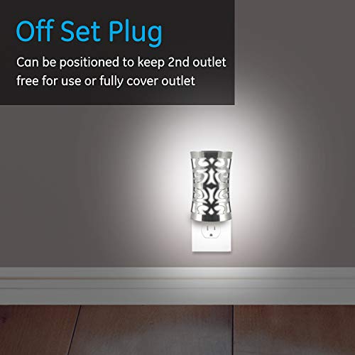 Ge Coverlite Led Plug-In, Dusk-To-Dawn Sensor, Auto On/Off, Decorative Night Light, Energy-Efficient, Ideal For Hallways, Kitchens, Bathrooms, Bedrooms, Offices, Brushed Nickel, 11544 #TOP3
