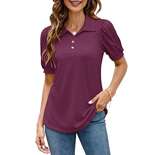 LOMON Womens Polo Shirts Button Down Collared Long Sleeve Tops V Neck Loose Blouses Small Z-khaki